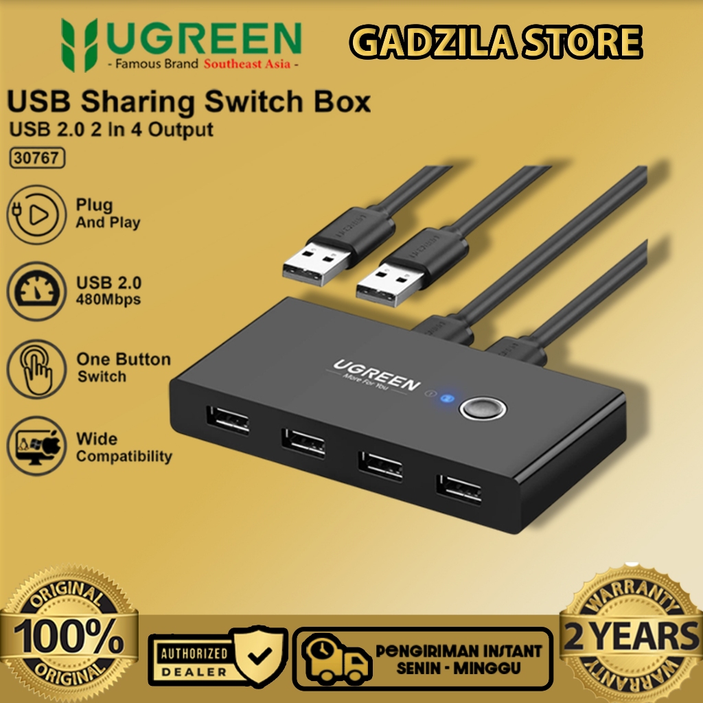 UGREEN Adapter HUB Pc 2 In 4 Port USB 2.0 & 3.0 Sharing Switch Selector For Komputer Laptop PC Keybo