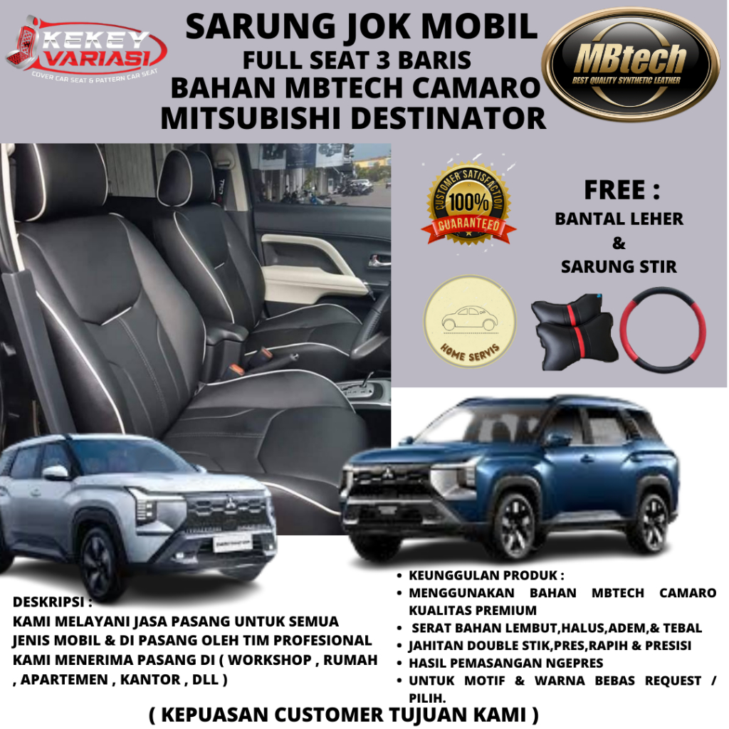 Sarung Jok Mobil Mitsubishi Destinator Bahan MBtech Camaro Premium