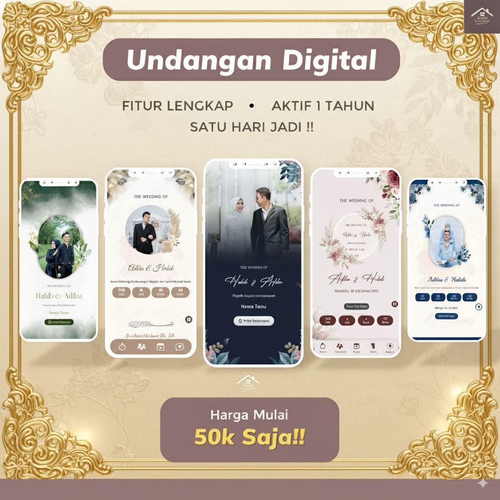Undangan Website Pernikahan, Undangan Wa, Undangan Link, Undangan Digital Link Tanpa Foto Elegan Und