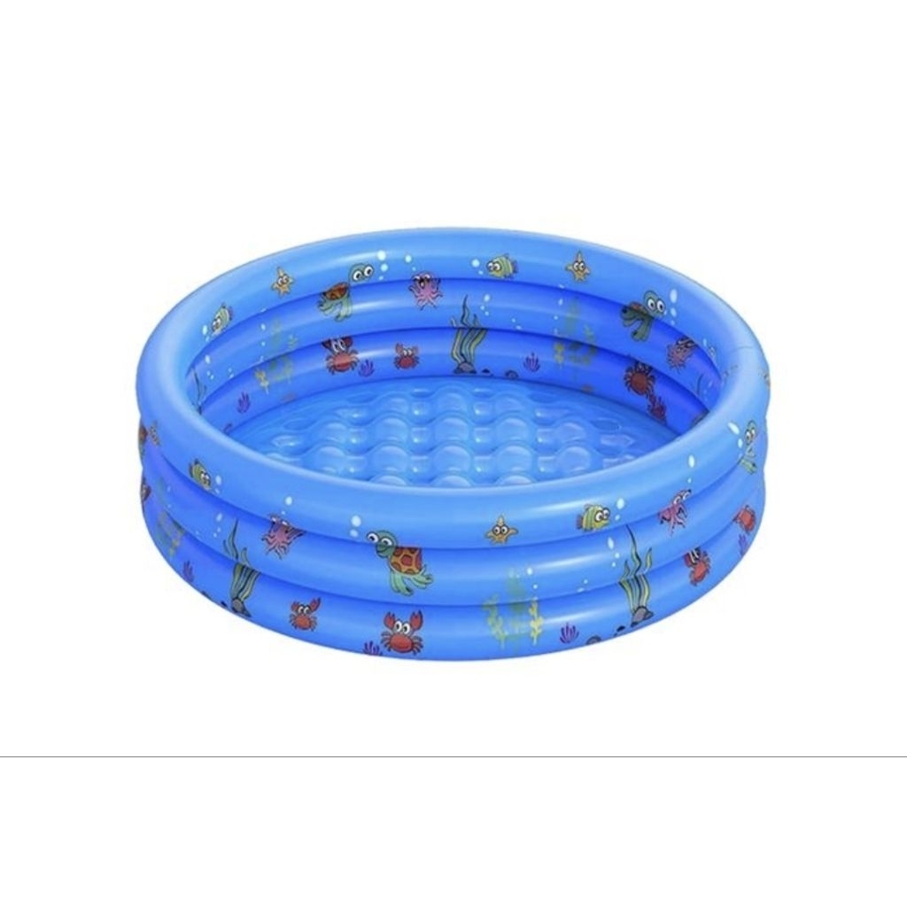 Kolam renang anak KISUBO 100cm 1 meter 1m bulat 3 ring bubble base swimming inflatable pool tebal pr