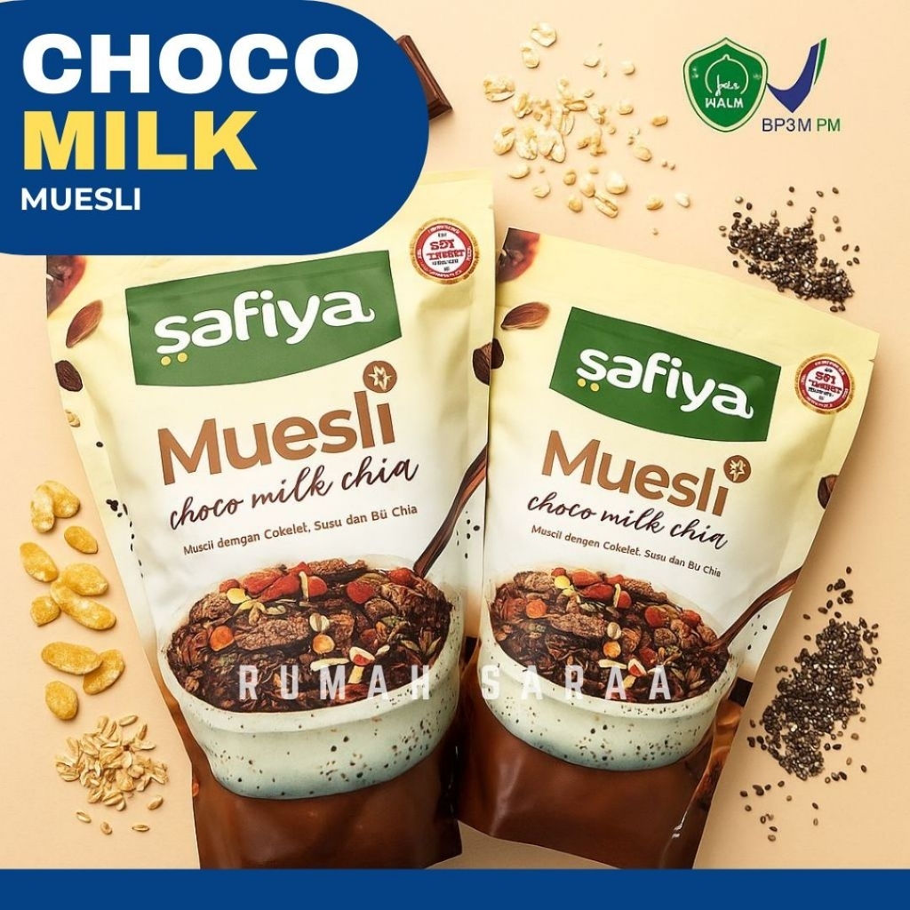 

Muesli Safiya Choco Milk Chia Sereal Lengkap Sehat Menu Diet Oatmeal