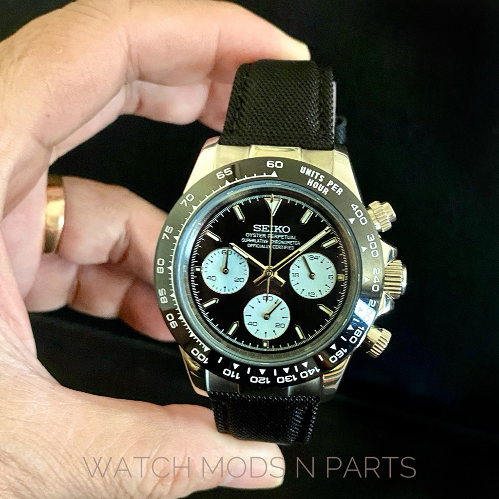 WMNP Seiko Mod Custom Chrono Speedtimer Daytona VK63 Black Panda Classic Dial 39.5mm