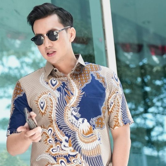 Arkanza Signature Motif Chandraprana Kemeja Batik Pria Lengan Pendek Eksklusif Curved Hem Jahitan Pr