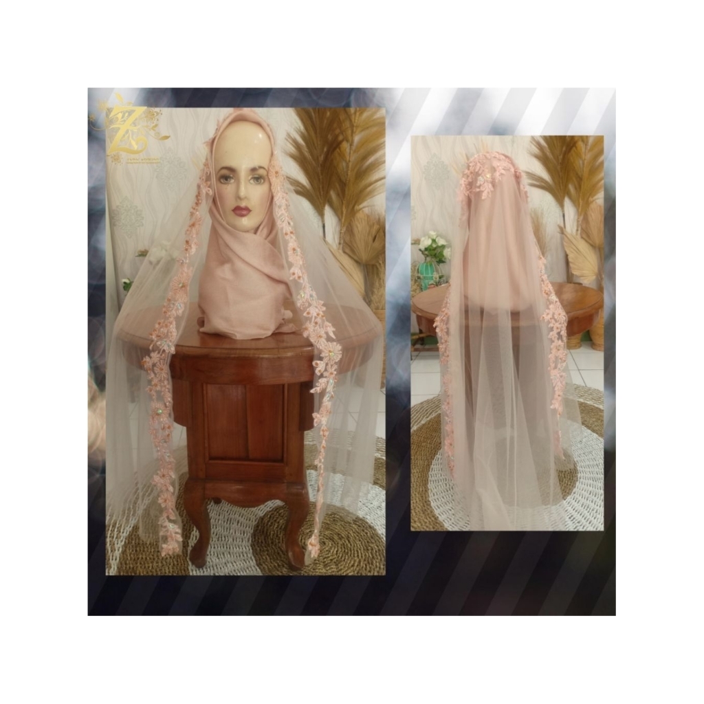 VEIL PENGANTIN / VEIL PREMIUM VEIL BORDIR DAN BERPAYET / SLAYER PENGANTIN / KERUDUNG PENGANTIN / HIJ