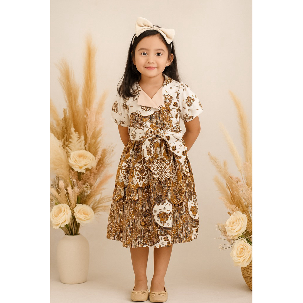 BATIK ANAK PEREMPUAN / DRESS BATIK CASUAL / BATIK SEKOLAH READY STOK