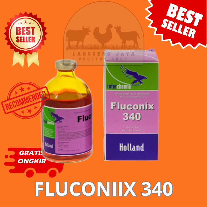 FLUCONIX-340  100 ml Injeksi Obat Cacing Hati Efektif Sapi Kambing HEWAN SAPI KAMBING DOMBA HEWAN TE
