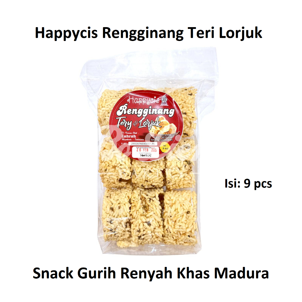 

Happycis Rengginang Teri Lorjuk Snack Tradisional Siap Santap Khas Madura Gurih Renyah Pendamping Lauk