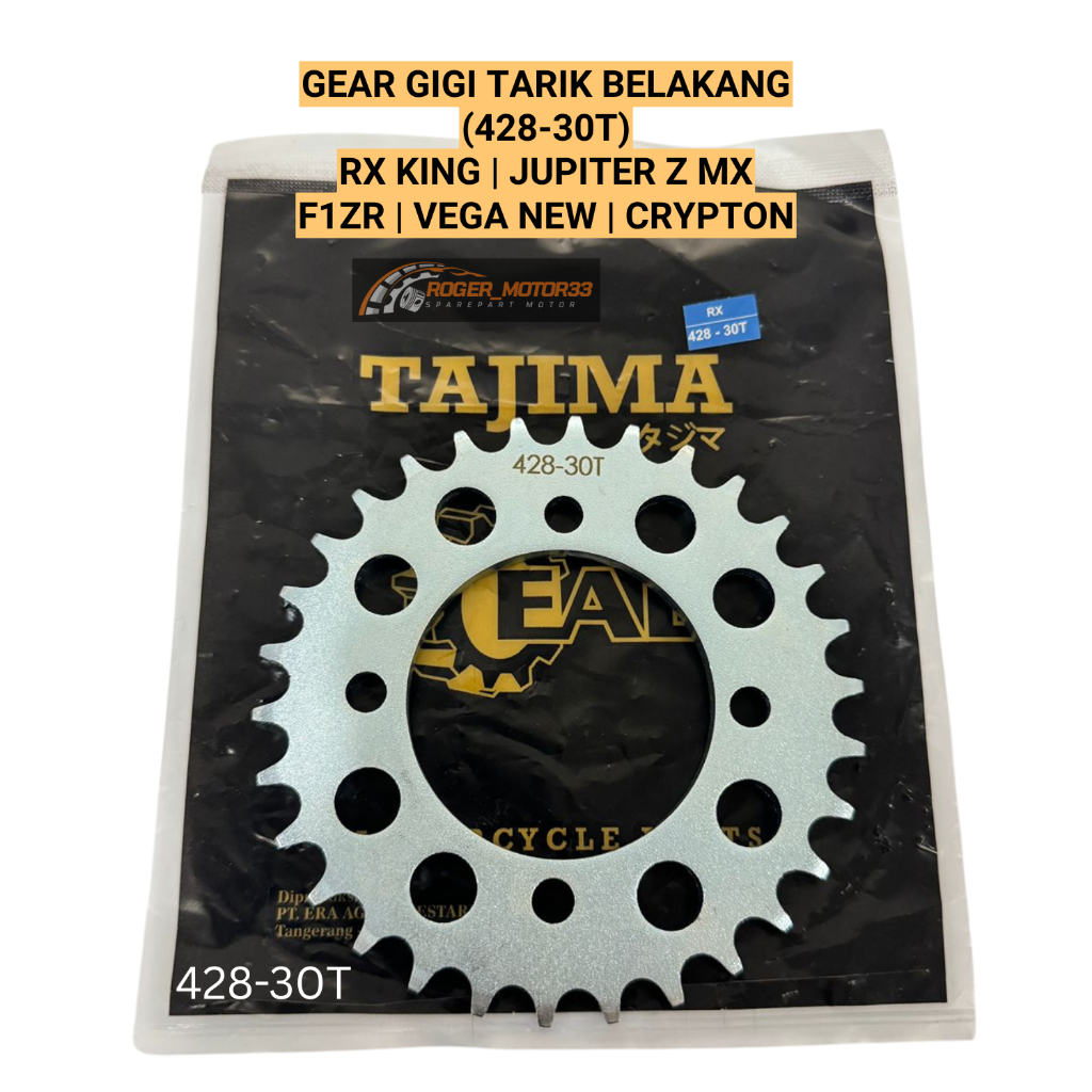 GEAR GIR GIGI TARIK BELAKANG 428 - 30T RX KING JUPITER Z MX F1ZR CRYPTON VEGA NEW MERK TAJIMA