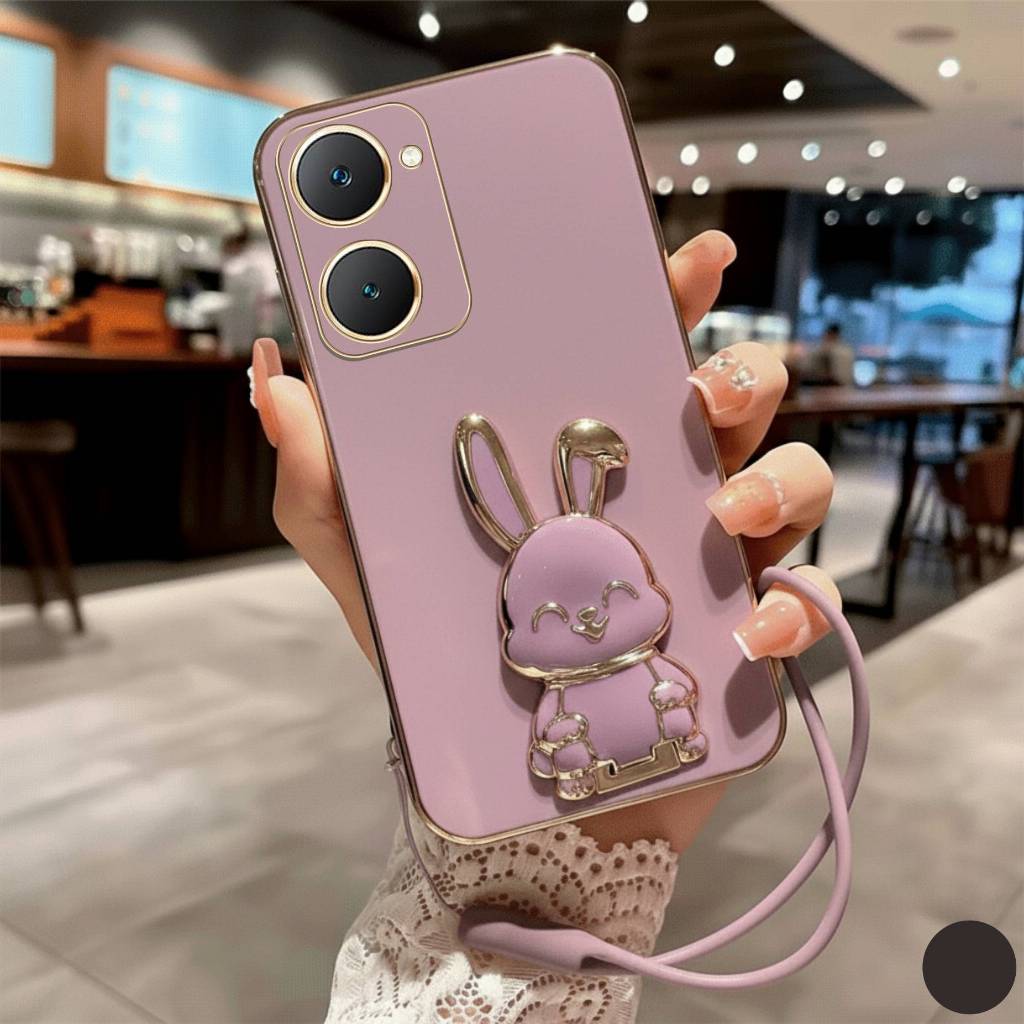 Soft Case For Vivo Y18 Vivo Y17 Vivo Y15 Vivo Y12 Casing Luxury Elektro Plating Stand Holder Rabbit 