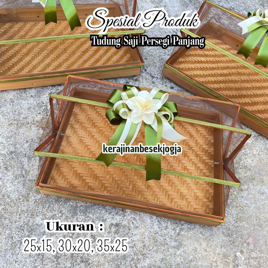 TERLARIS | TUDUNG SAJI PERSEGI PANJANG HIAS PITA RUSTIC | hantaran wadah kue hampers seserahan lamar