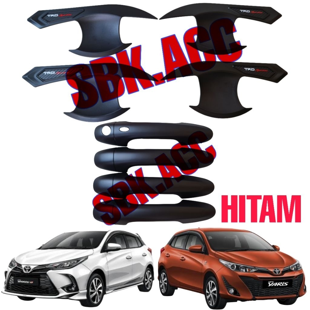 Paket Outer Handle Cover Yaris TRD Sportivo 2018 2019 2020 2021 2022 2023 Hitam & Door Handle Cover 