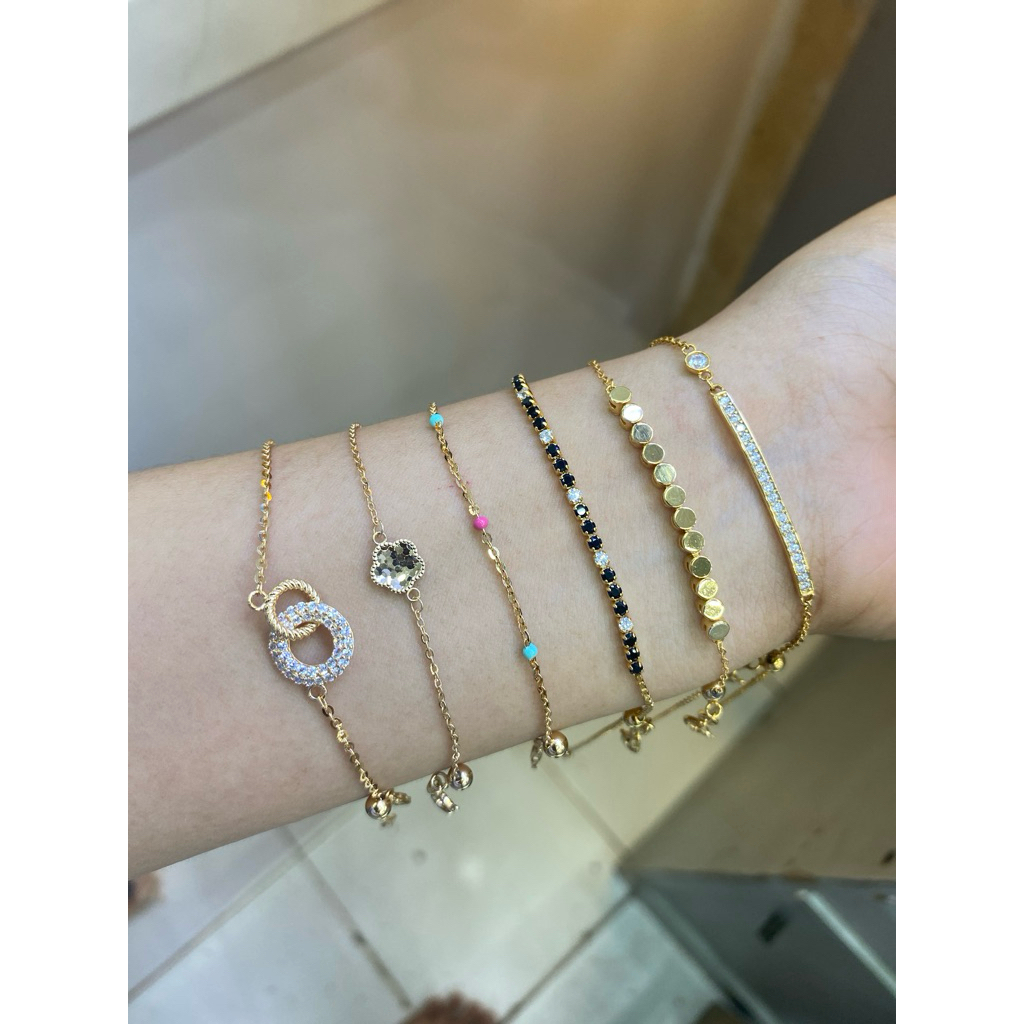 Gelang serut model terbaru mas kuning dan putih Emas 375%/8k New Fashion