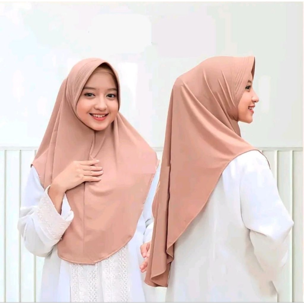Jilbab Bergo Hamidah Ped Jumbo L | Hijab Jersey Ukuran L | Kerudung Bergo Hamidah