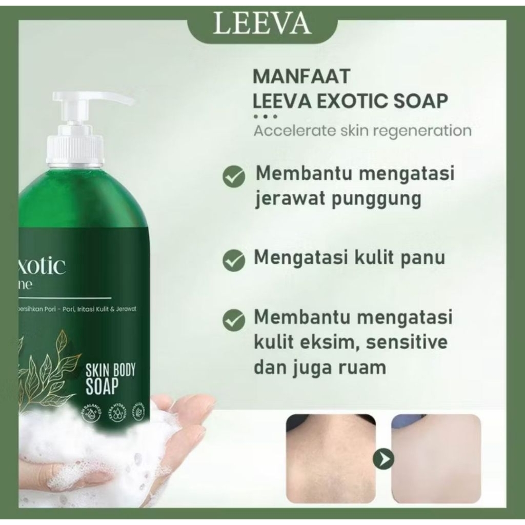 ( READY!! ) LEEVA SABUN MANDI EXOTIC ACNE 250ml - Sabun Mandi Kulit Sensitif, Mengatasi Jerawat & Pa