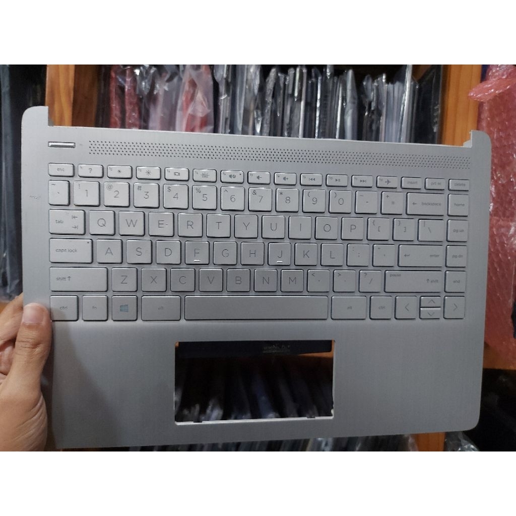Palmrest Laptop Silver HP 14-DQ 14-FQ TPN-Q221 14S-FR DR 14 Inch Second Pemakaian Keyboard test Mati