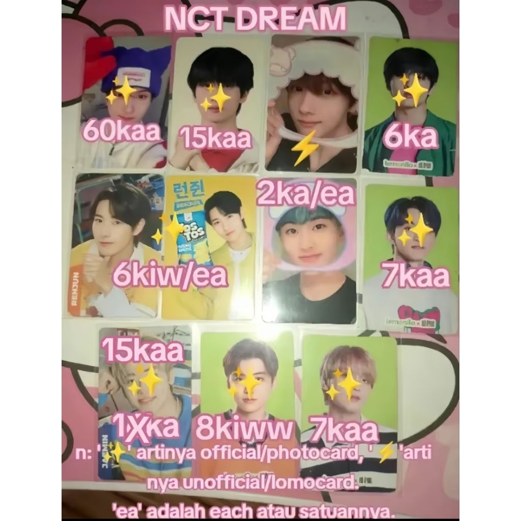 ⊹ ꮺ wajib co packing NCT Dream Photocard official & lomocard Jaemin Jisung Mark Haechan Renjun TosTo