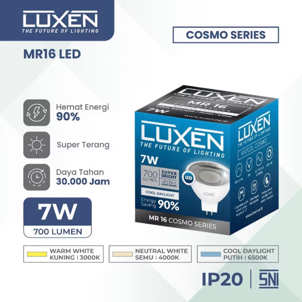 Lampu MR16 7Watt Luxen 3000K 4000K // Luxen MR16 7Watt 3000K 4000K