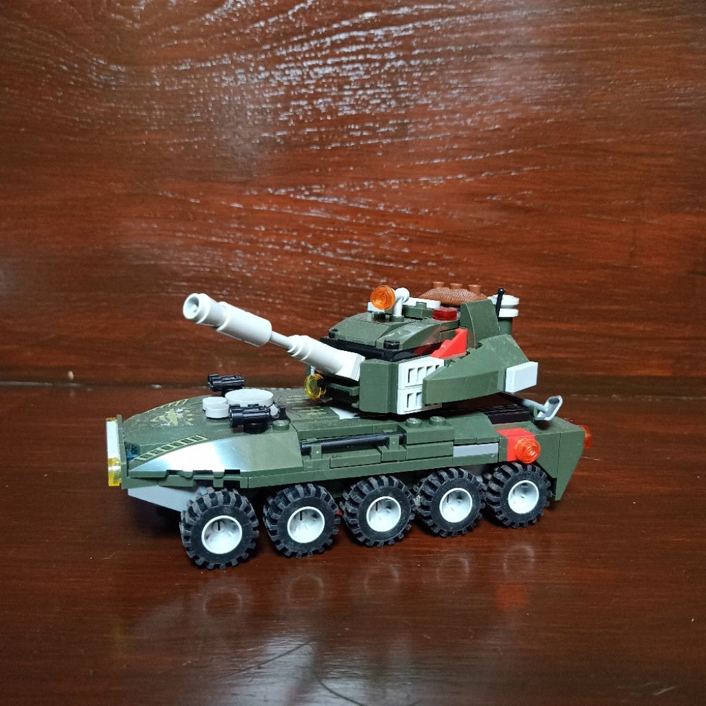 mainan anak rep Lego tank hijau