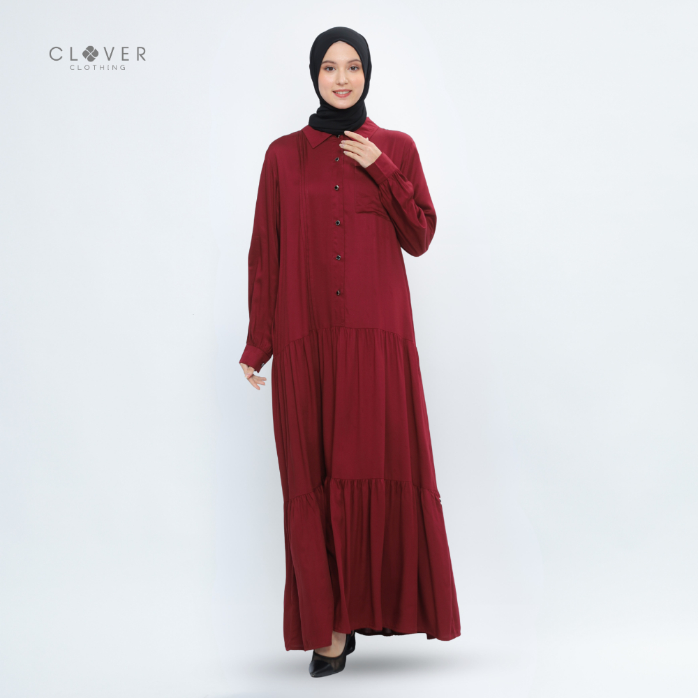 Clover Clothing Mahalia Gamis | Gamis Lebaran 2026 Katun Rayon Twill Premium Dress Muslimah Baju Har