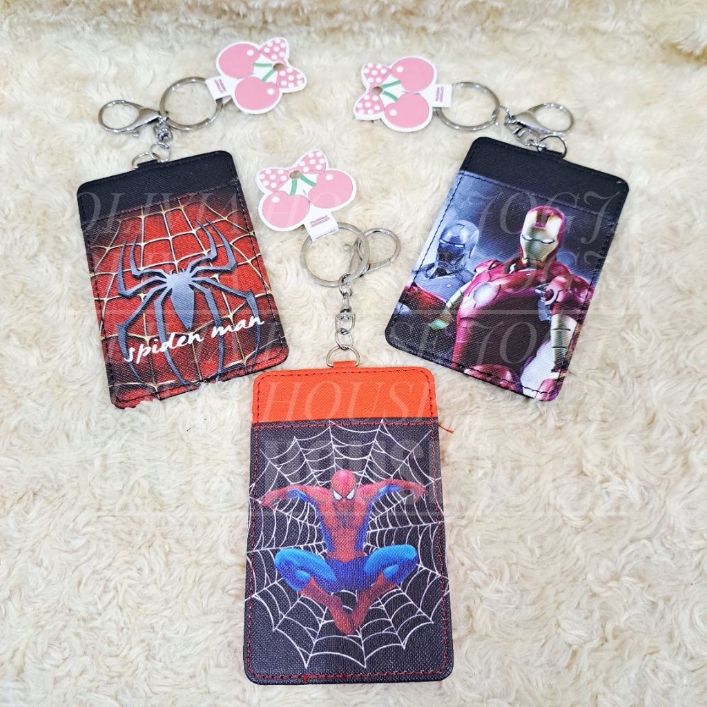 

ID Card Holder Leather Spiderman Ironman 2 Slot Keyring Tempat Kartu Ironman Spiderman Transparant Superhero