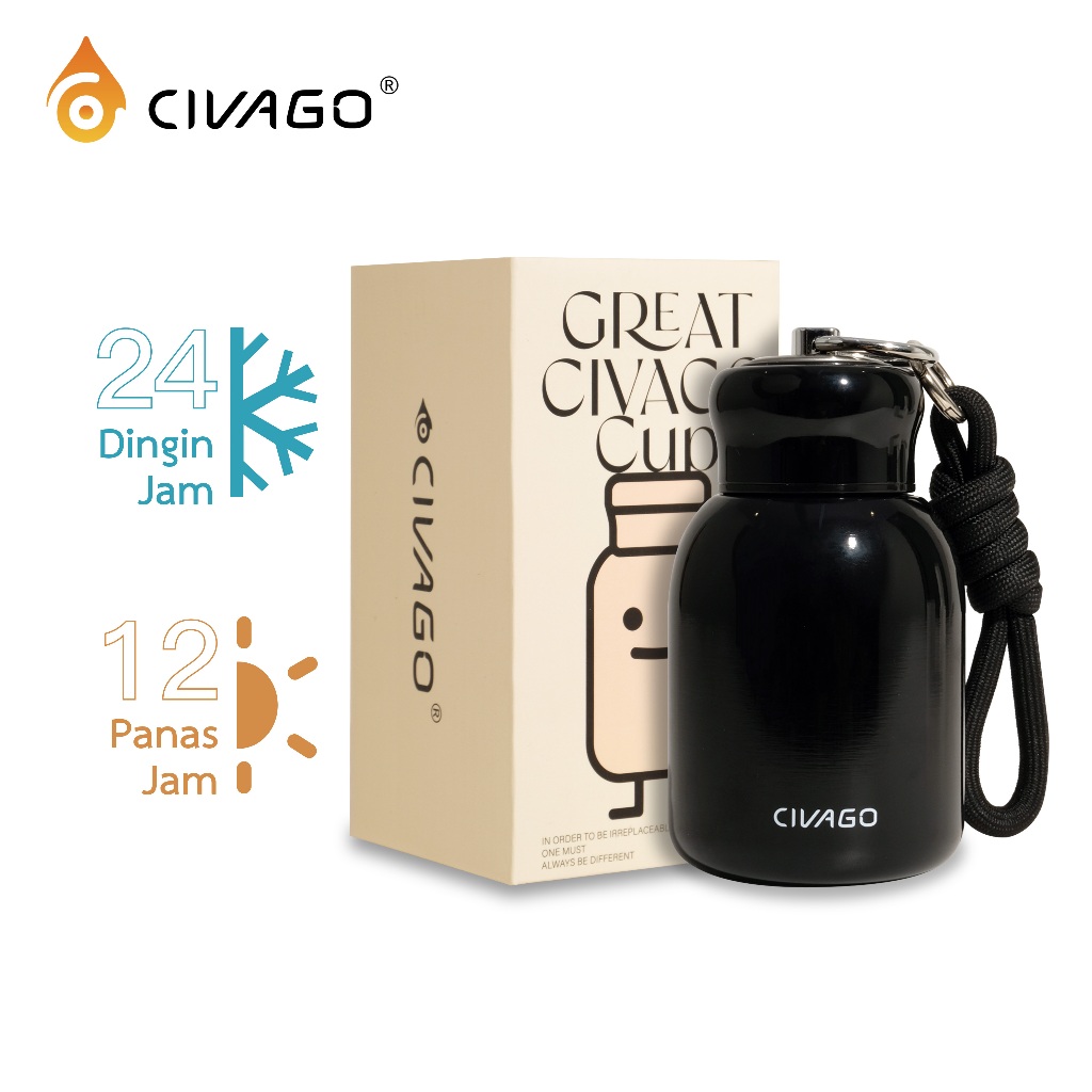 CIVAGO  (10oz/295ml) Thermos Mini Stainless Steel untuk Wanita, Desain Stylish dan Praktis