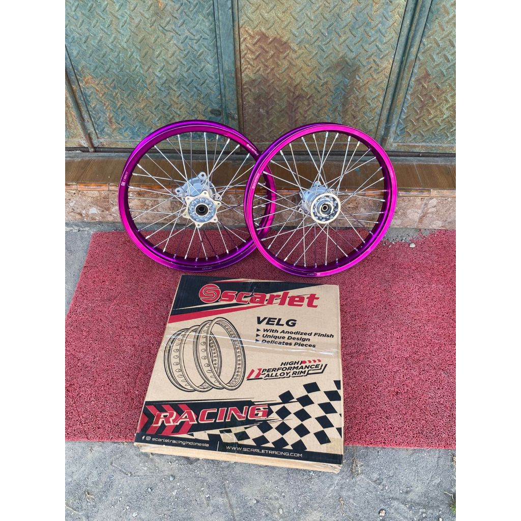 Paket Roda set  Surex KLX 160/185 Velg Scarlet Baru RIng 17 Tanpa Ban