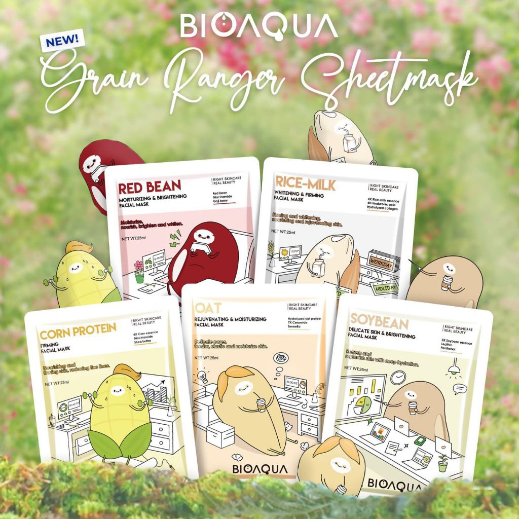 [FREE GIFT] MASKER SHEETMASK BIOAQUA ORIGINAL BPOM SEED GRAIN RANGER BIJI BIJIAN