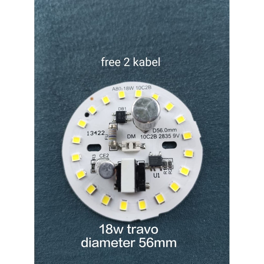 pcb led 18w DM nyala putih terang diameter 56mm