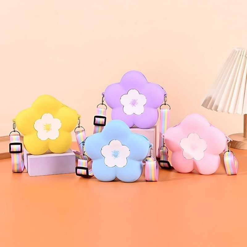 Tas Selempang Anak Silikon Karakter kupu-kupu & bunga | Tas Selempang Lucu