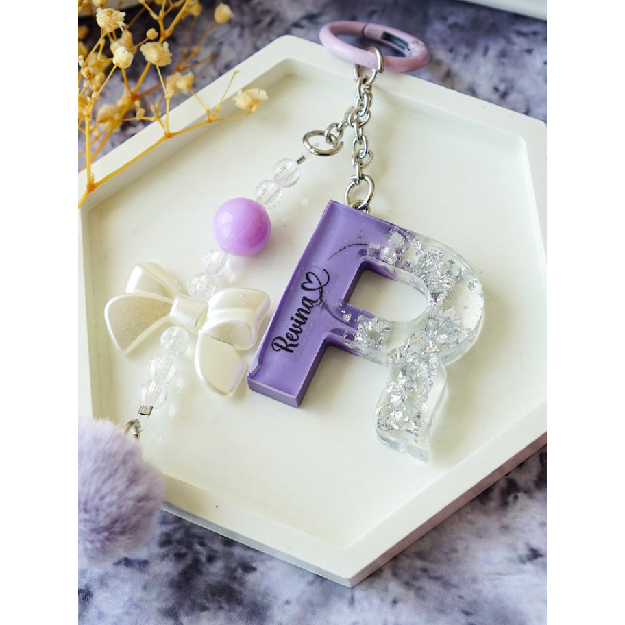 Wibawa Otomotif (Initialcharm) Gantungan Hp Huruf Lucu Gemoy Bisa Custom Huruf A-Z Request Nama