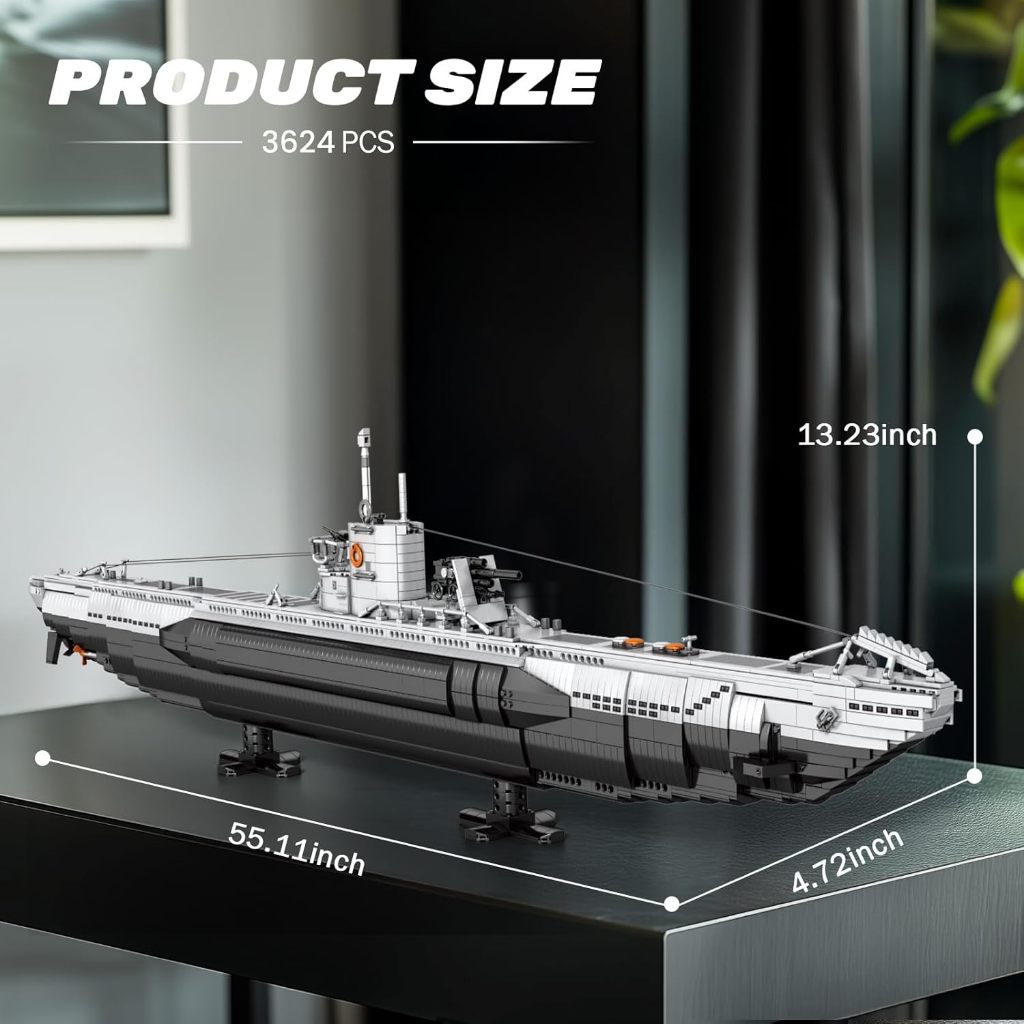 TERBARU REOBRIX U-BOAT SUBMARINE BUILDING SET, MILITARY SUBMARINE MODEL KIT FOR ADULTS KODE 1080