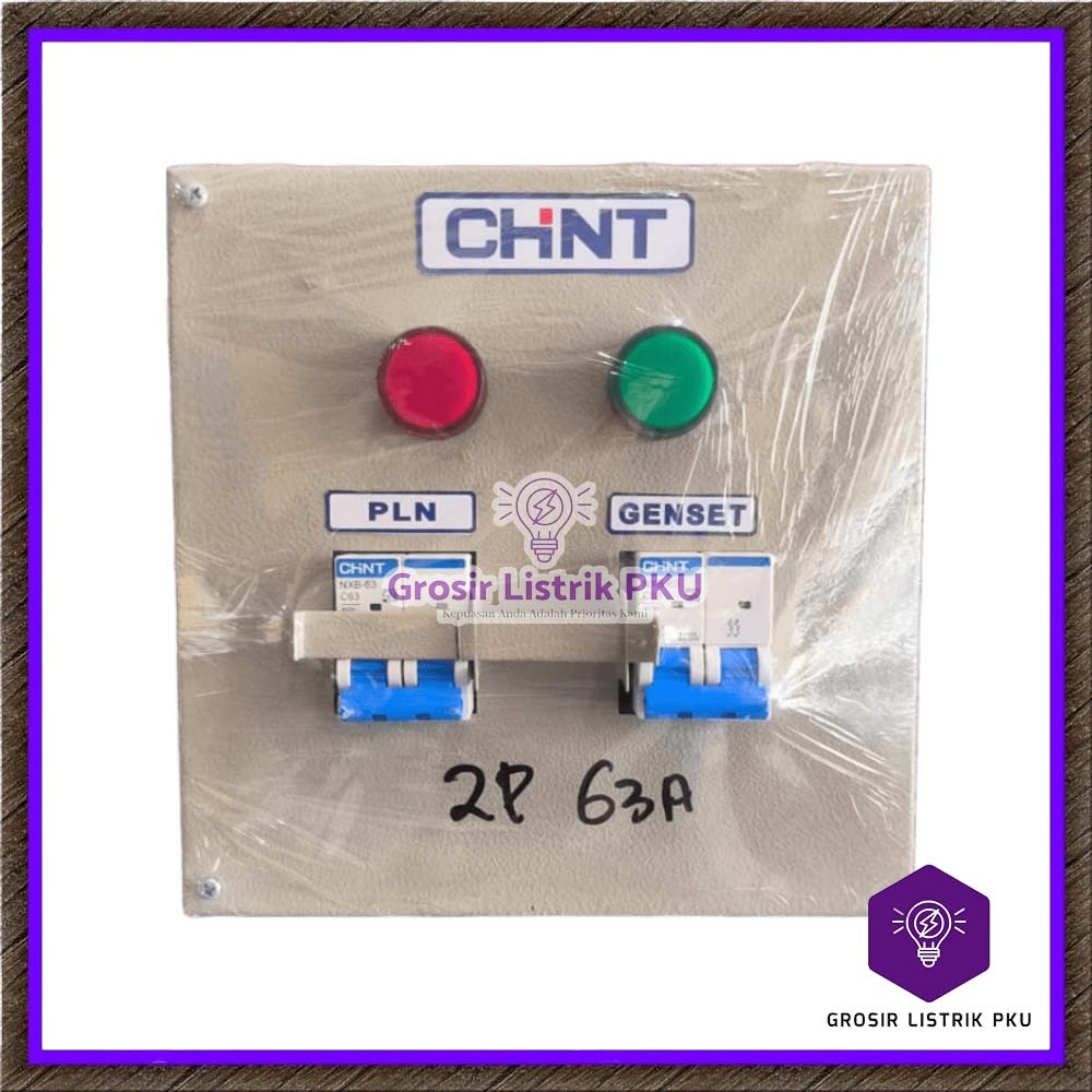 Panel Genset Interlock Chint 2 Pole 63 Ampere 1 Phase 63A Panel PLN Genset 2P 63A Ohm Saklar Handle