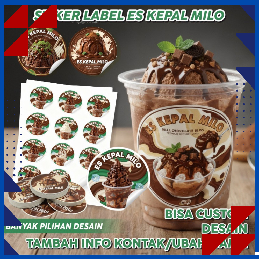 

Stiker Label Minuman Es Kepal Milo Cokelat Sticker Label Gelas Cup Minuman Viral