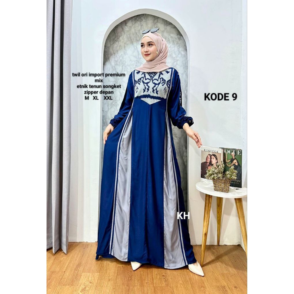 Gamis soka tuwill kombinasi Tenun Troso.