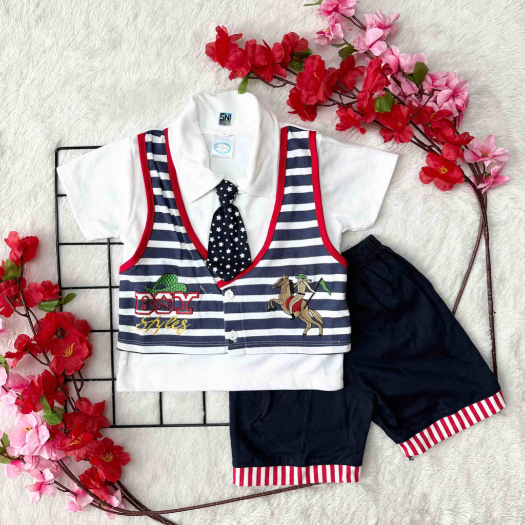[NEW] Baju bayi setelan kemeja 6-12 bulan rompi, setelan fashion anak bayi cowo lakii