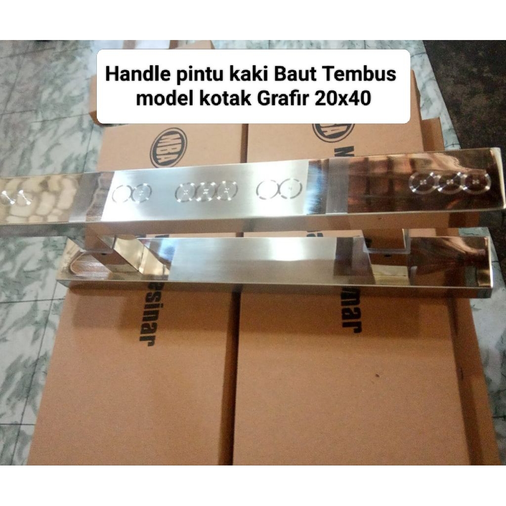 Paket 1 pasang handle pintu kaki tembus set kunci model kotak 20x40mm tarikan gagang pintu rumah/Han