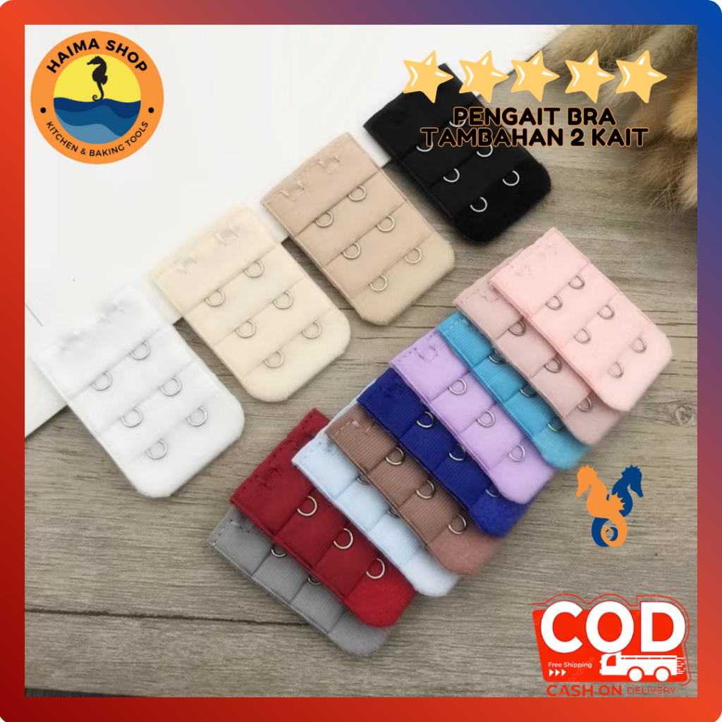 HM 5PCSPengait Bra Tambahan 3 Kait Extension Bra 2 Kait Karet Sambung Bra 2 Baris Pengait Tali BH