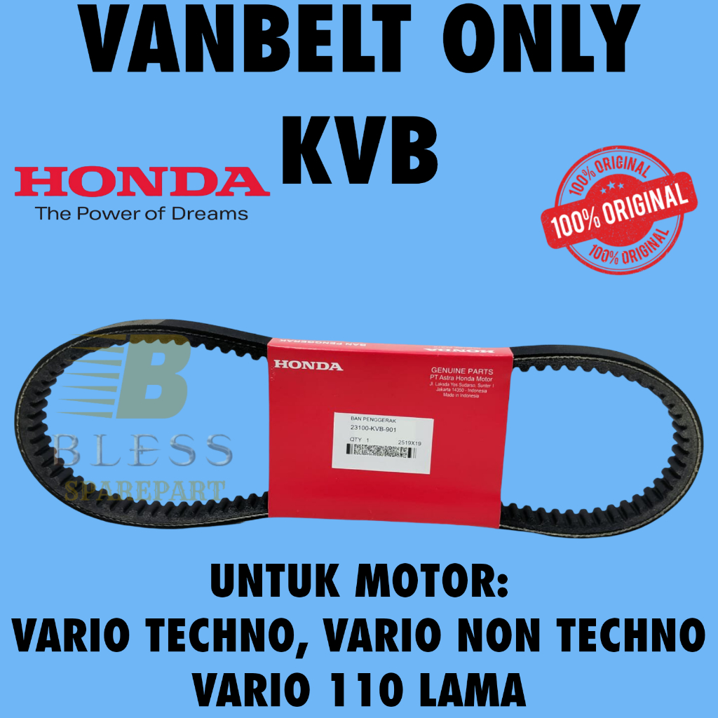 VANBELT ORI V-BELT ONLY KODE-KVB HONDA VARIO KARBU & VARIO110 KARBU KUALITAS ASLI ORIGINAL HONDA AHM