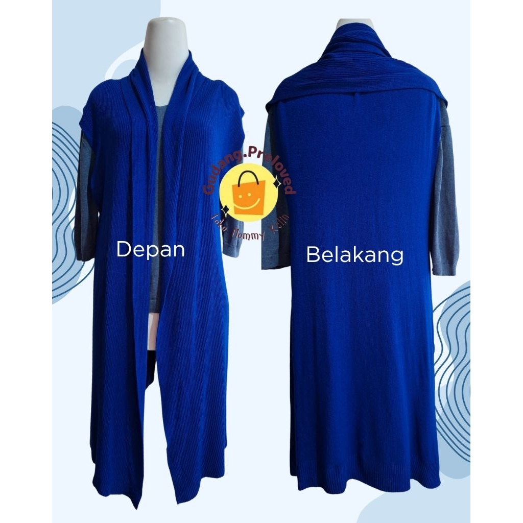 Outer Knit Blue / Long Cardigan Panjang Rajut Biru - Preloved