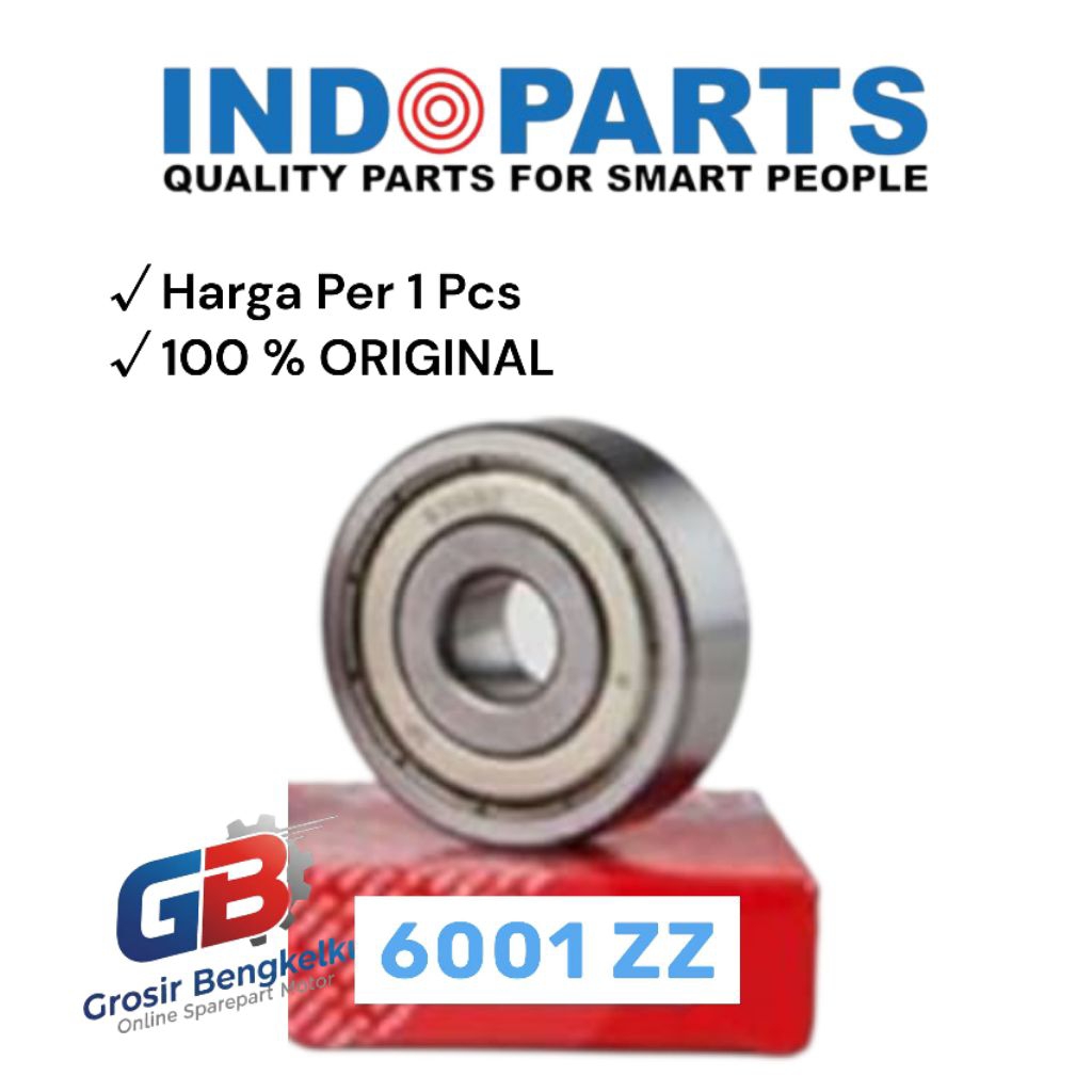 Indoparts Bearing 6001 ZZ - Laker Roda Depan Belakang - Laher roda motor - Laker Roda - Bantalan Rod