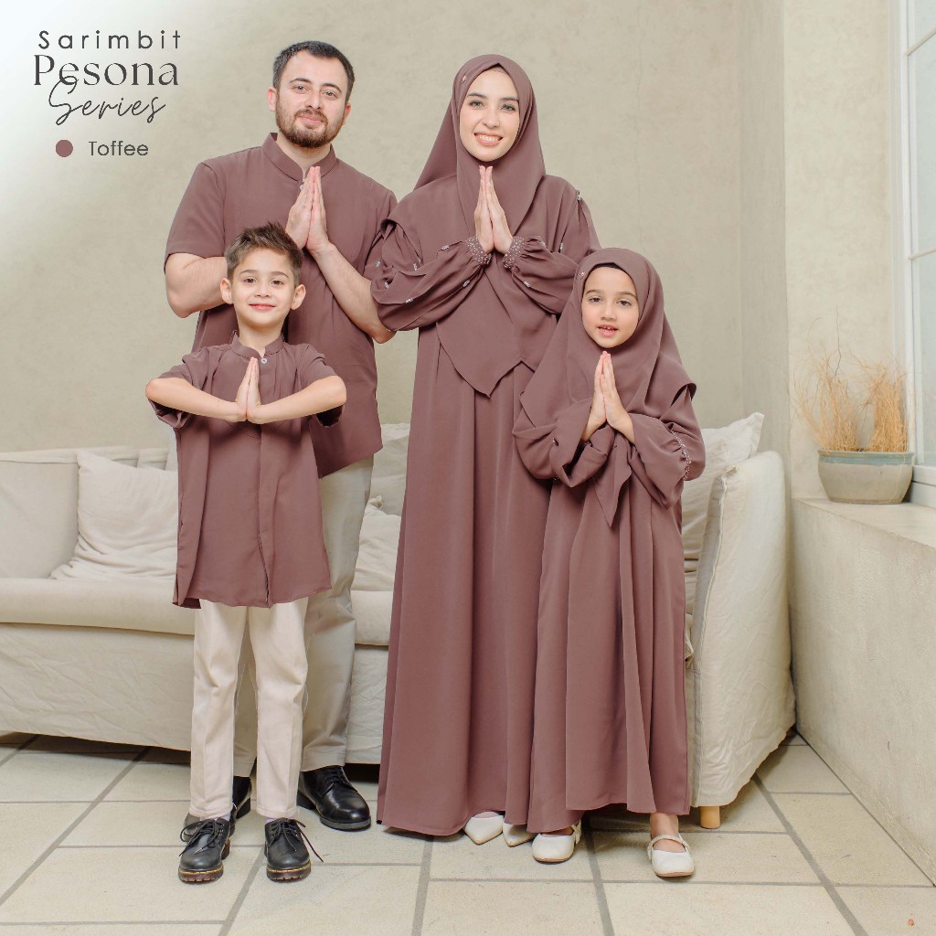 AMILY - [READY STOCK] SARIMBIT 2026 PESONA SERIES TOFFEE | Family Set | Baju Lebaran Keluarga