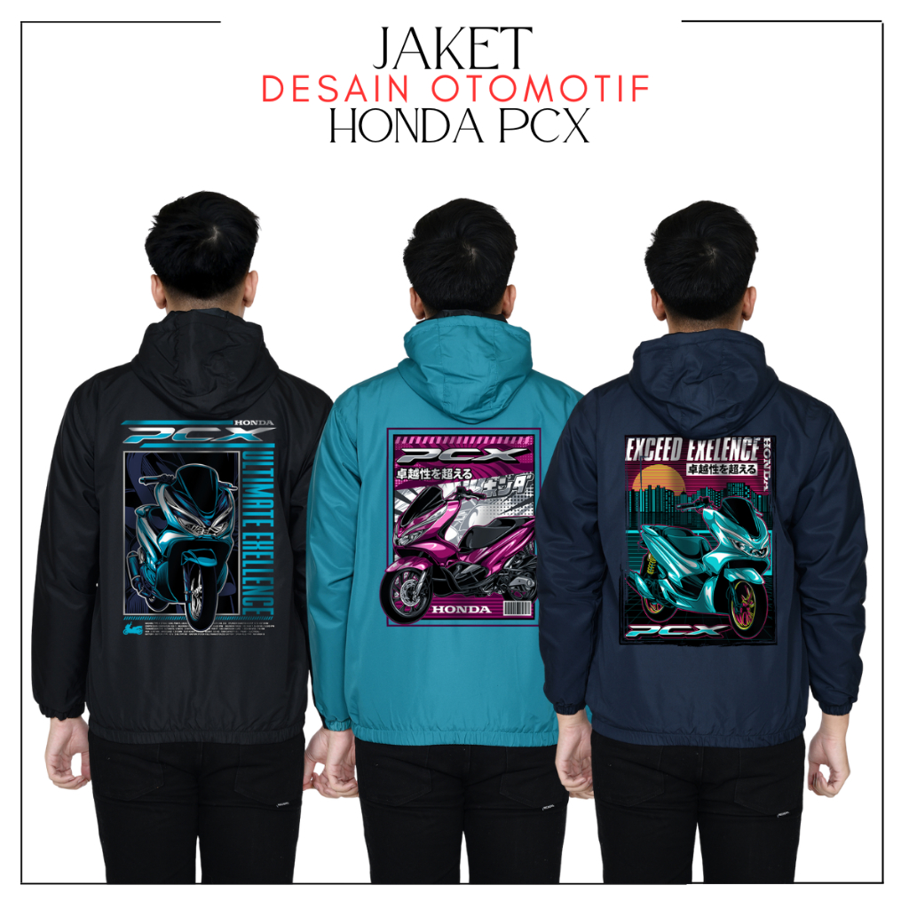 JAKET MOTOR HONDA PCX SERIES | JAKET KOMUNITAS MOTOR | UNSEX | JAKET PARASUT OUTDOOR