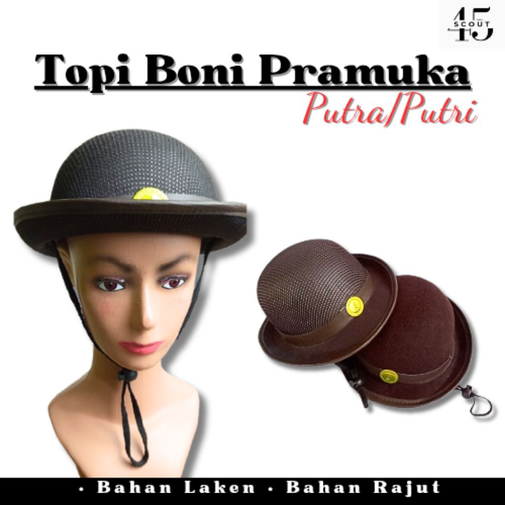 Topi Boni Pramuka Putri SD, SMP, SMA / Topi Boni Laken/Topi Boni Rajut/Topi Pramuka wanita