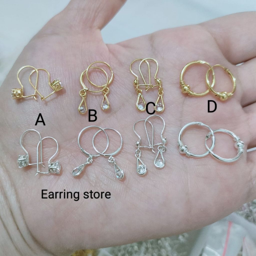 ANTING BULAT ANAK PERAK 925 LAPIS EMAS