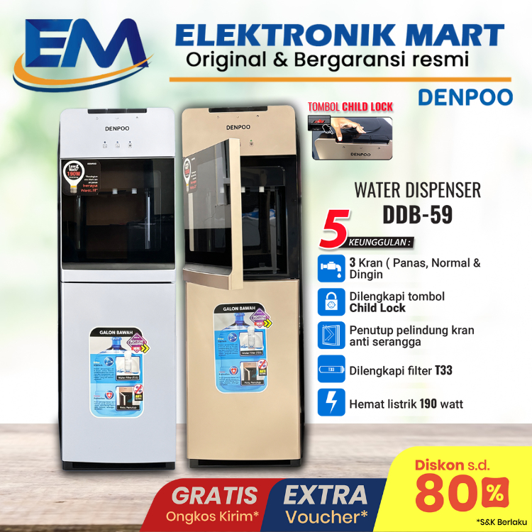 DISPENSER GALON BAWAH DENPOO DDB 59 ELECTRIC COOLING