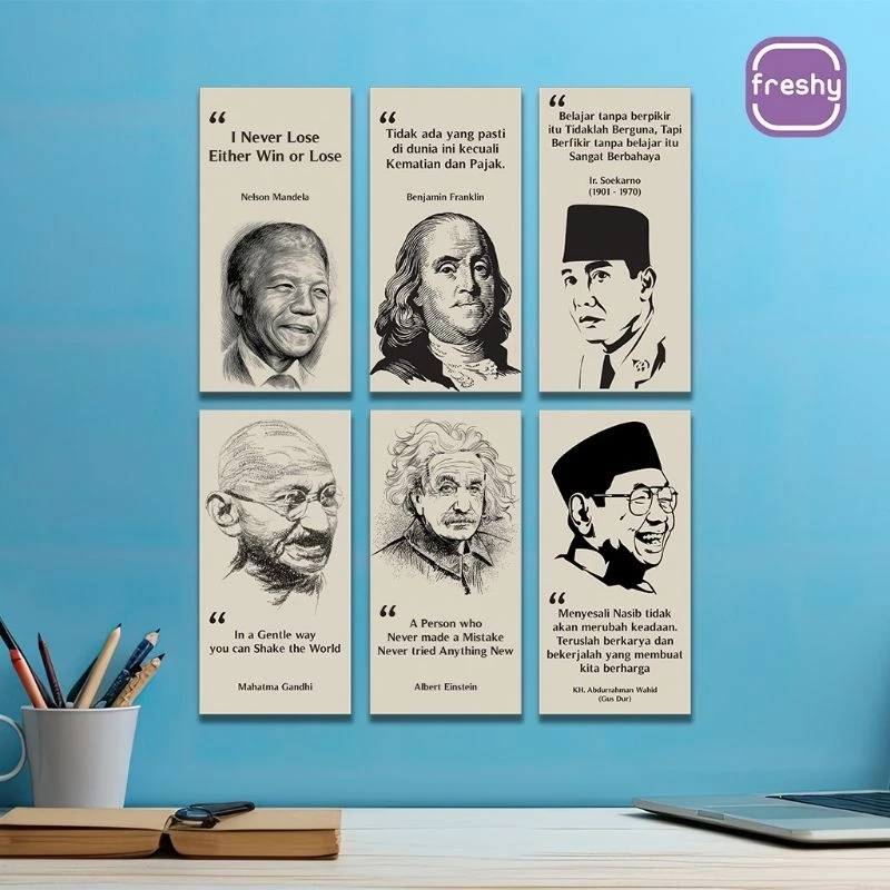 Hiasan Dinding Kata-Kata Motivasi Tokoh Dunia | Wall Decor Aesthetic Poster Quotes Inspiratif Dekora