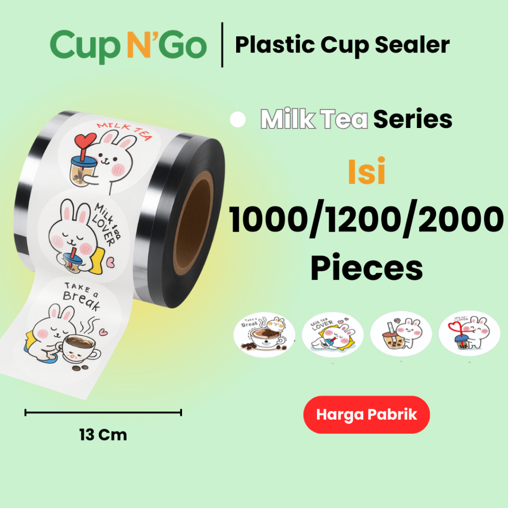 Seal Cup Plastik Lid Isi [1000, 1200, 2000] Motif Milk Tea Series / Cup Sealer / Seal Cup Plastik Li