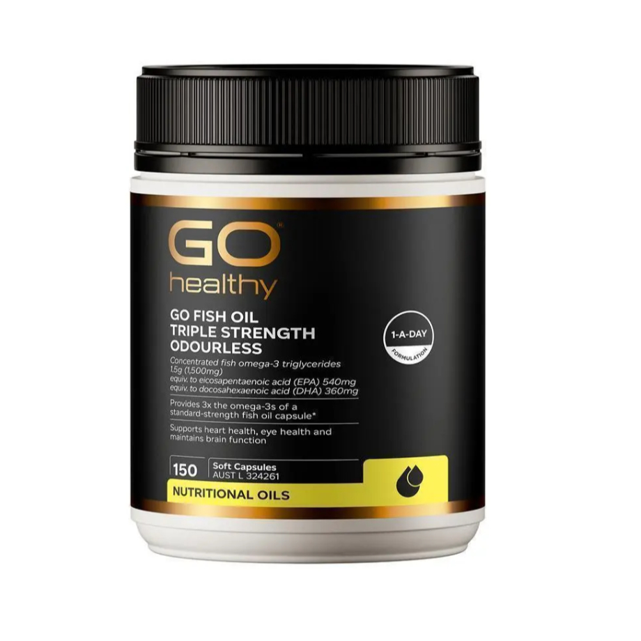 Go Healthy Fish Oil Triple Strength Odourless Softgel 150 Capsules Exclusive Size NEW