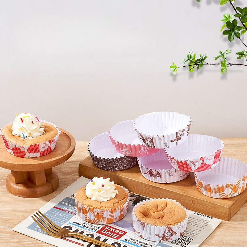 aiGooTan - ALAS ROTI BULAT (ISI 10) - Paper Cup Case Bread Cake Kertas Motif Anti Lengket Round Shap