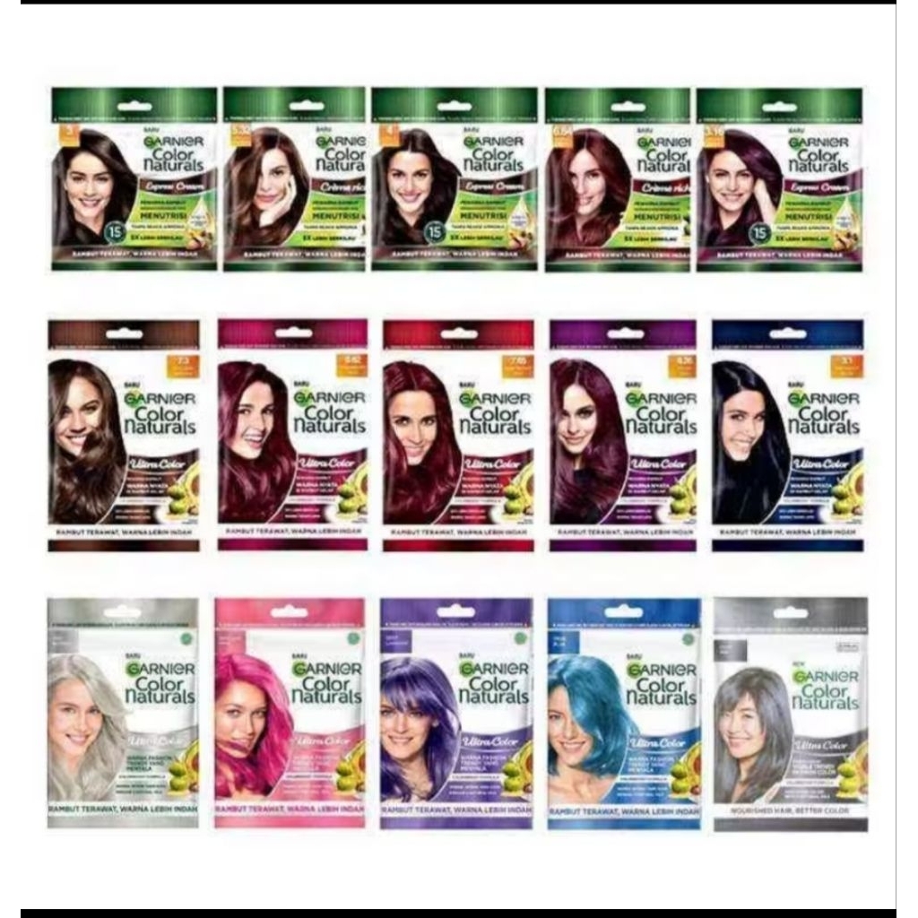 GARNIER Hair colour Sachet | Cat Rambut Garnier Sachet | Pewarna Rambut Instant